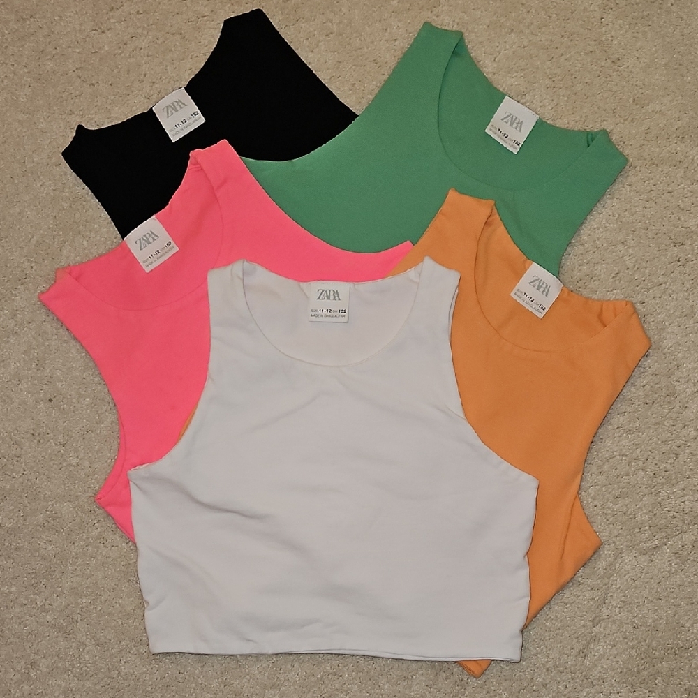 Zara Girls 5 Piece Sleeveless Crop Tops Size 11-12